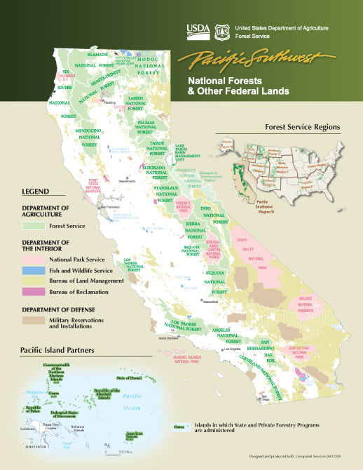 Map of the national forests and other public lands of California