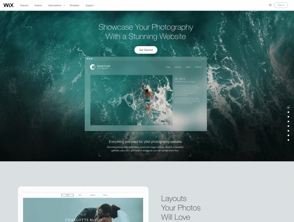 wix for photography websites