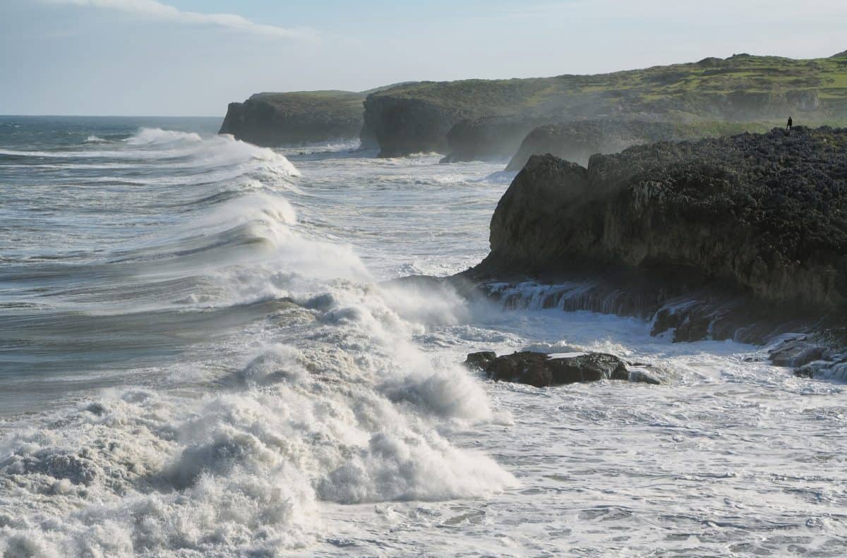 Wild cliffs and ocean in Llanes village