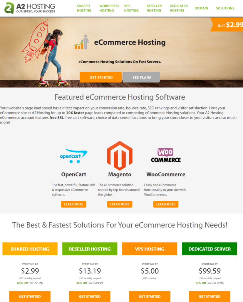 a2hosting ecommerce hosting