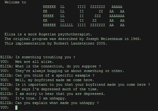 ELIZA the first ever chatbot in the history of the internet