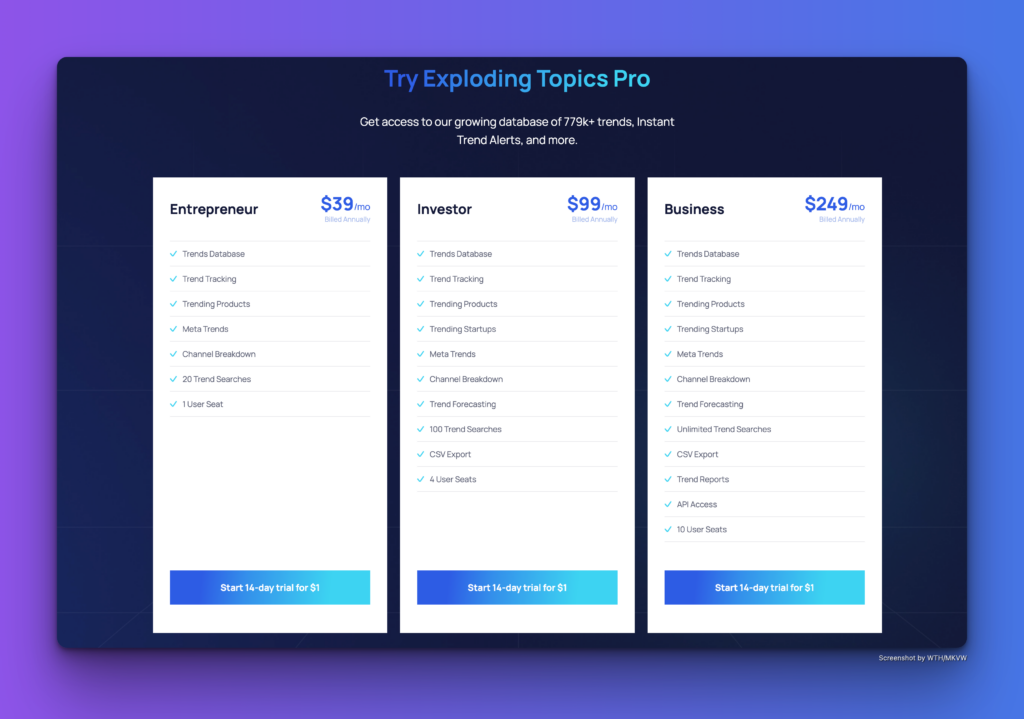 Exploding Topics Pricing